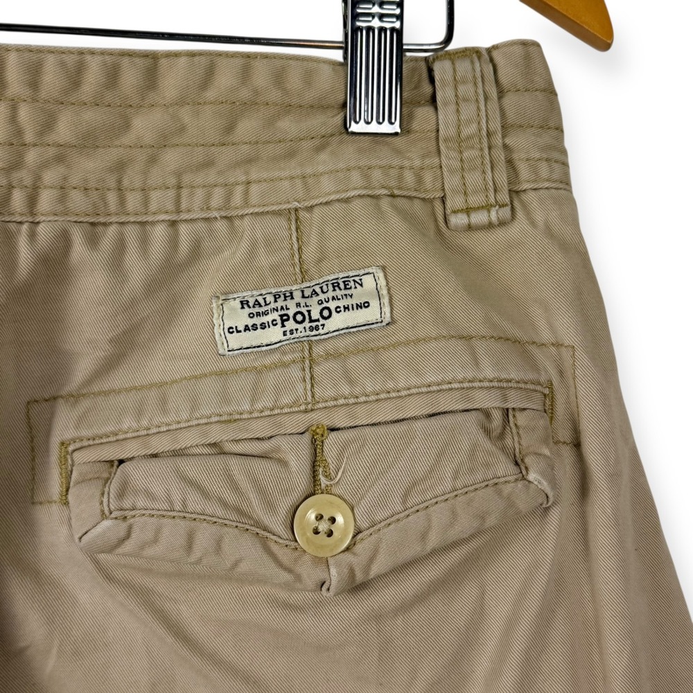 Polo Ralph Lauren Cargo Shorts Mens 31 Tan Khaki Cotton Utility Distressed